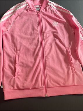 adidas Pink Track Jacket with White Three-Stripes